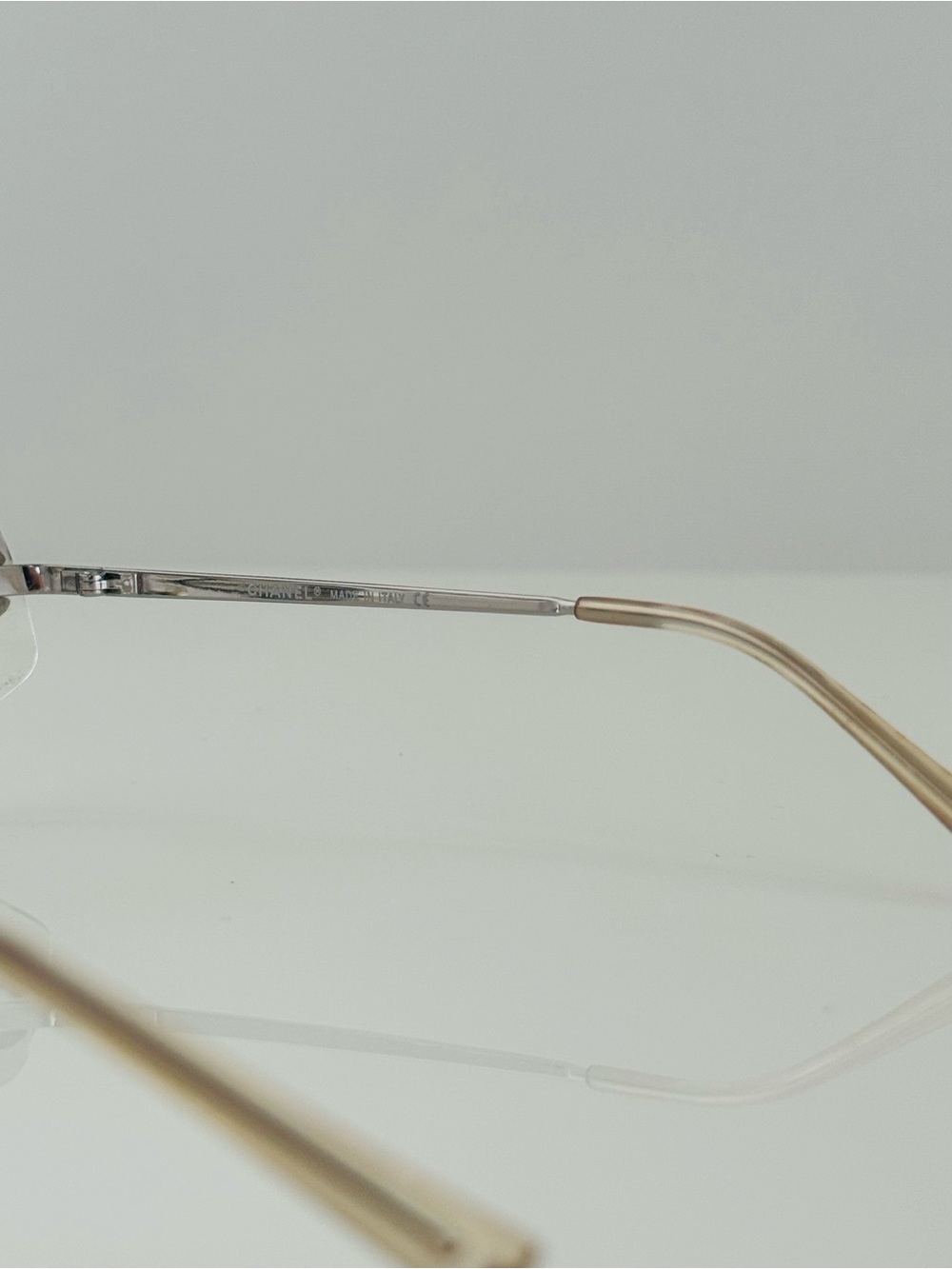 RARE ๐ Vintage Chanel rimless light gray crystal CC sunglasses - Picture 7 of 7